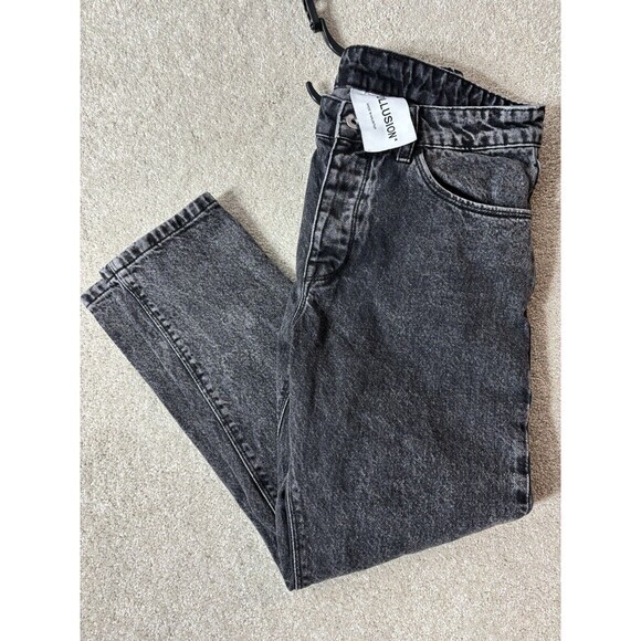 Collusion Tapered Jeans 30x24.5" Hi Rise Ankle Black Fade Wash Eight Paw Project - Picture 1 of 13
